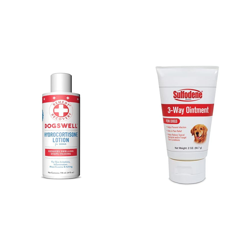 DOGSWELL Remedy + Recovery Hydrocortisone Lotion for Dogs (4 oz.) and Farnam Sulfodene Dog Wound Care Ointment (2 oz.) - BeesActive Australia