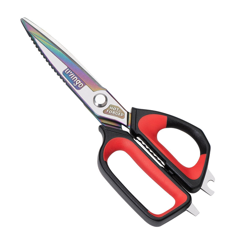 LIVINGO Heavy Duty Kitchen Shears - Titanium Coated Hot Forged Sharp Multipurpose Stainless Steel Utility Shears for Household Culinary Food Cutting Chicken Meat Cooking, Dishwasher Safe, 9.5 Inch - BeesActive Australia