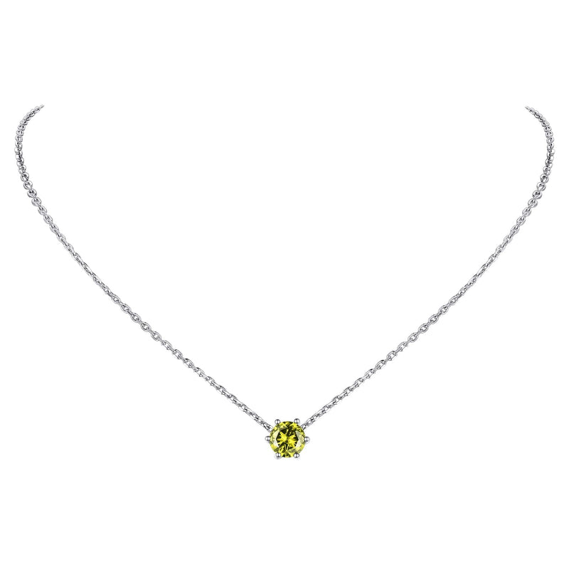 PROSILVER 925 Sterling Silver Dainty Necklace for Women Teen Girls, Gorgeous Cubic Zirconia Birthstone Necklace Jan - Dec Available, 16"-18" Adjustable, Come Gift Box 08 Aug (Peridot) - BeesActive Australia