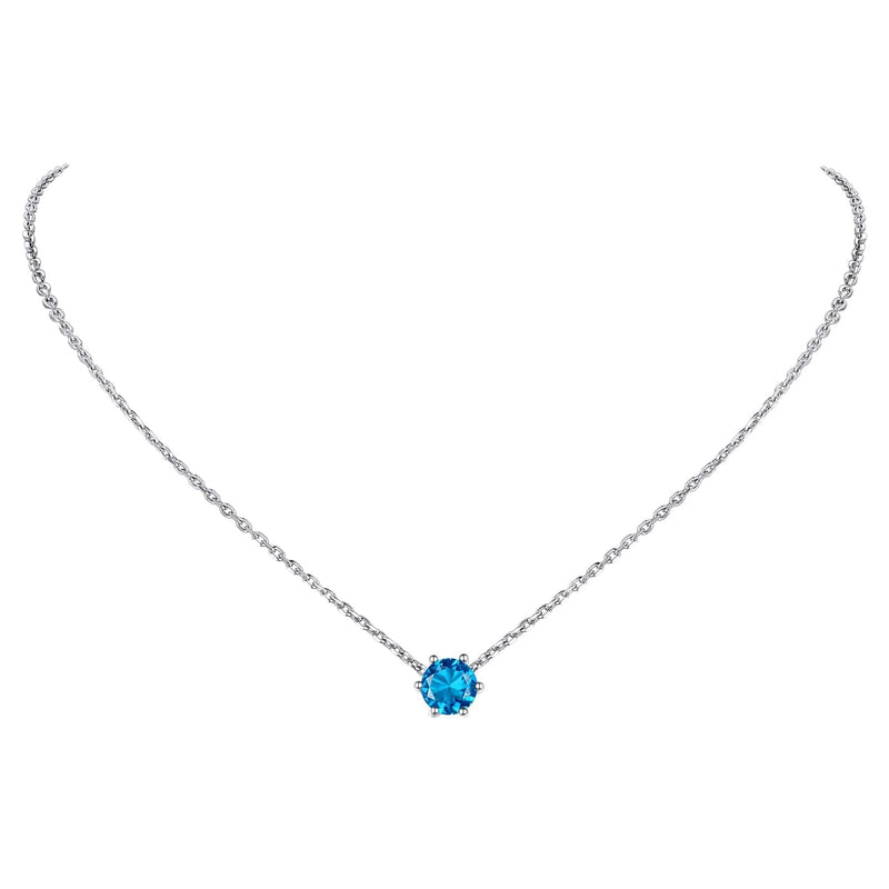 PROSILVER 925 Sterling Silver Dainty Necklace for Women Teen Girls, Gorgeous Cubic Zirconia Birthstone Necklace Jan - Dec Available, 16"-18" Adjustable, Come Gift Box 12 Dec (Blue Topaz) - BeesActive Australia