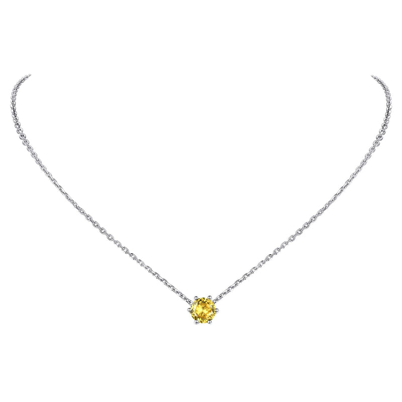 PROSILVER 925 Sterling Silver Dainty Necklace for Women Teen Girls, Gorgeous Cubic Zirconia Birthstone Necklace Jan - Dec Available, 16"-18" Adjustable, Come Gift Box 11 Nov (Yellow Topaz) - BeesActive Australia