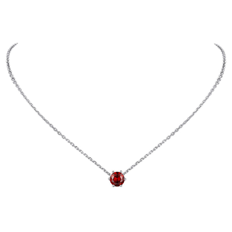 PROSILVER 925 Sterling Silver Dainty Necklace for Women Teen Girls, Gorgeous Cubic Zirconia Birthstone Necklace Jan - Dec Available, 16"-18" Adjustable, Come Gift Box 01 Jan (Garnet) - BeesActive Australia