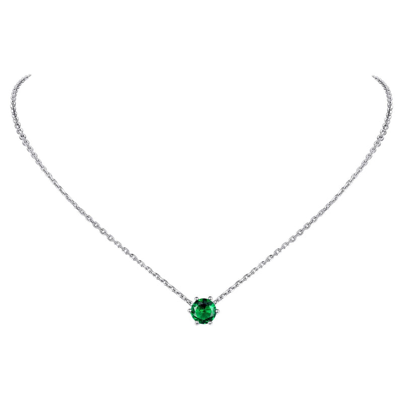 PROSILVER 925 Sterling Silver Dainty Necklace for Women Teen Girls, Gorgeous Cubic Zirconia Birthstone Necklace Jan - Dec Available, 16"-18" Adjustable, Come Gift Box 05 May (Emerald) - BeesActive Australia