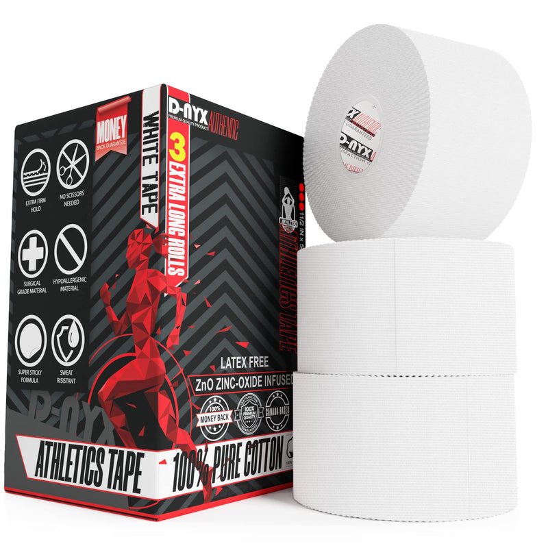 White Athletic Sports Tape 1.5in x 45ft/Roll EXTRA LONG & Very Strong | NO Sticky Residue Easy Tear Tapes for Athlete & Medical Trainers | First Aid Injury Wrap Best for Fingers Ankles Wrist - BeesActive Australia