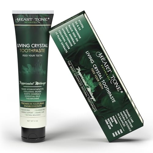 Theobromine & Hydroxyapatite Toothpaste | Living Crystal | Fluoride Free | Colloidal Silver, Bentonite Clay, L-Arginine | Low Abrasion Tested | Mint