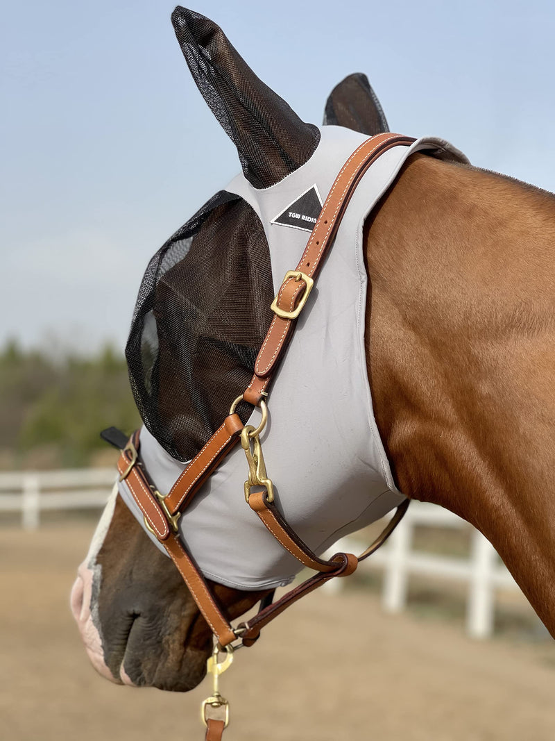TGW RIDING Horse Fly Mask Super Comfort Horse Fly Mask Elasticity Fly Mask with Ears We Only Make Products That Horses Like (Gray, M) Gray Medium - BeesActive Australia