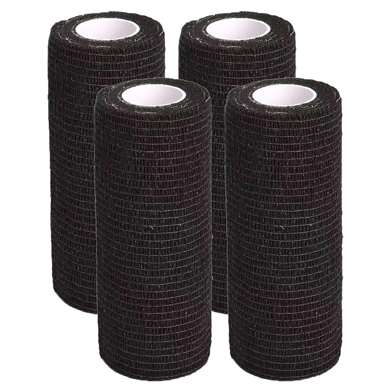 Self Adhesive Bandage Wrap, Bandage Wrap, Athletic Sports Tape, Vet Wrap 4 inch for Pets Animals (Black) 4 Inch-4Pack Black - BeesActive Australia