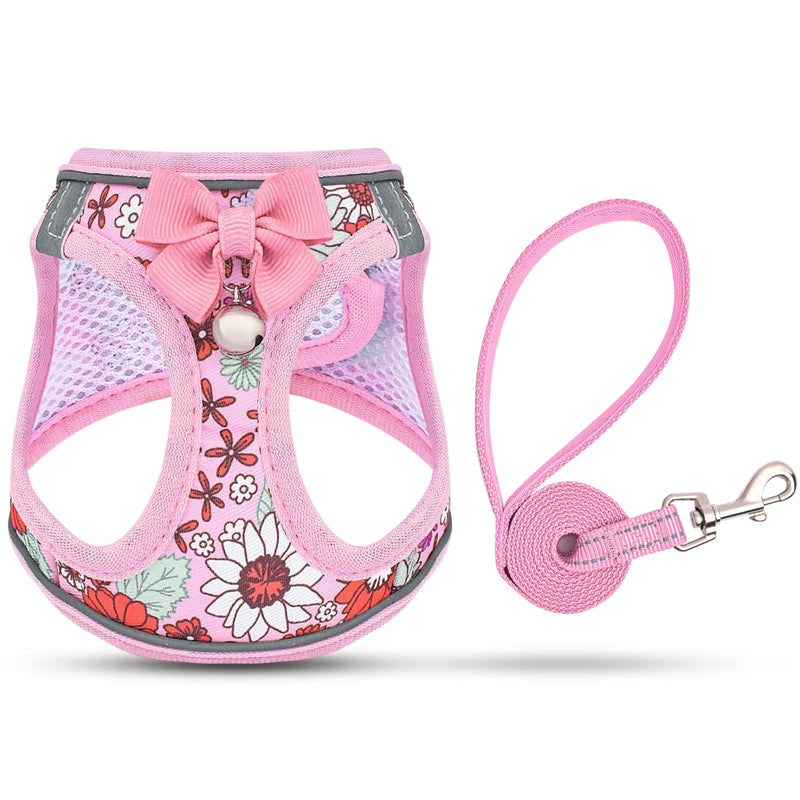 Cat Harness and Leash Escape Proof for Walking, Adjustable Soft Kitten Harness with Reflective Straps Step in Cat Vest Harness for Small Kitten and XS Dogs (Pink, S-Chest(11.8"-13.7")) S-Chest(11.8"-13.7") Pink - BeesActive Australia