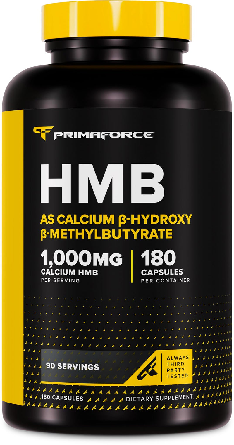 Primaforce HMB (Beta-Hydroxy Beta-Methylbutyrate) 1000mg, 180 Capsules | Gluten Free and GMO-Free Supplement