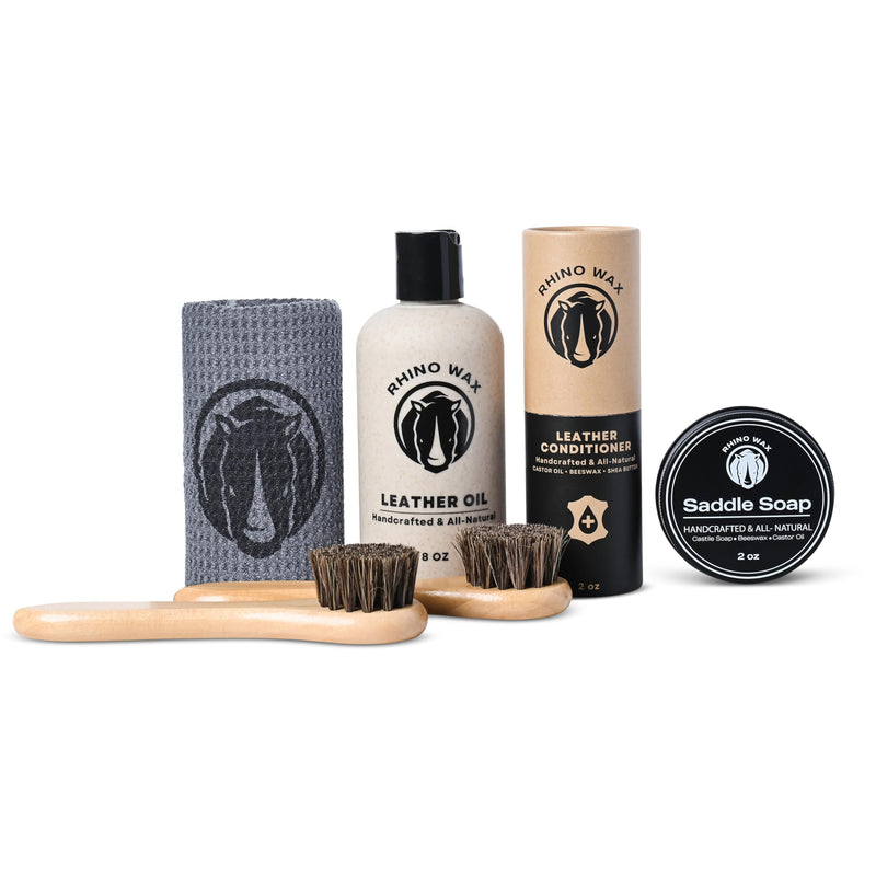 Tack Care Maintenance Kit (Saddle Soap for Leather + Leather Oil + Leather Conditioner + Brushes + Microfiber Cloth) - Maintenance for Saddles, Bridles, Boots, Reins & Straps - Made In USA - BeesActive Australia