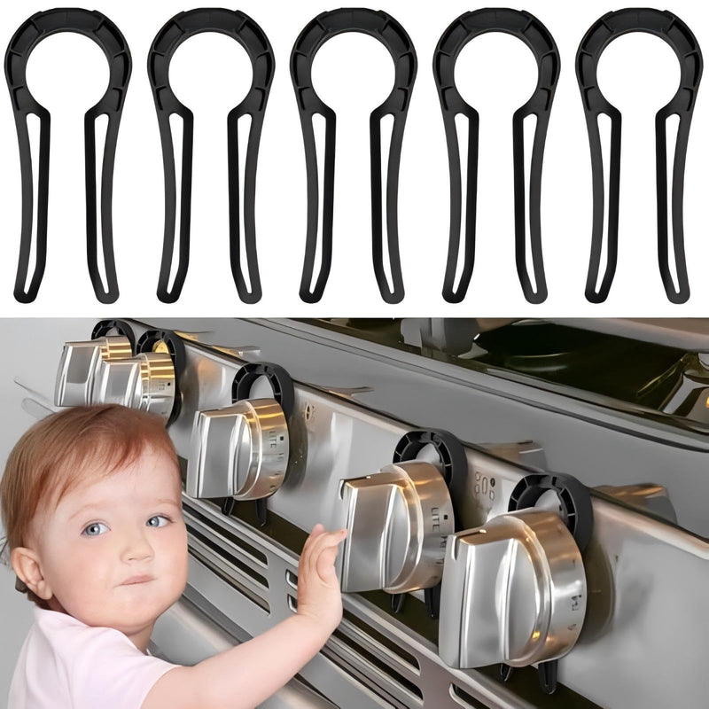 Gas Stove Knob Locks Protecting Kids and Pets; Oven Knob Covers for Child Safety (5 Pack,Black) Black - BeesActive Australia