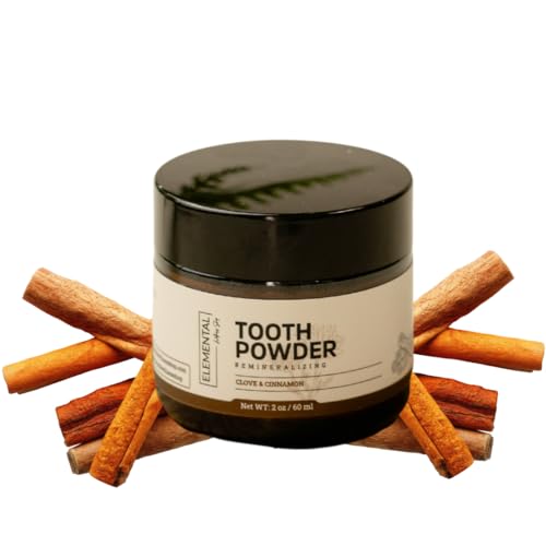 Elemental Wellness Remineralizing Tooth Powder for Healthy Teeth & Gums – All Natural Clove Flavor, Fluoride-Free, Vegan, No Artificial Flavors, 2 oz, Strengthens Enamel & Promotes Oral Health
