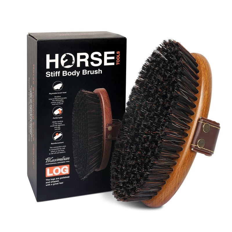 MAXIMILIAN World Class Handmade Equine Stiff Body Horse Brush. Professional Equine Grooming Tools. Effortlessly Removes Mud, Sweat and Dirt from Your Horses Hair. brown - BeesActive Australia