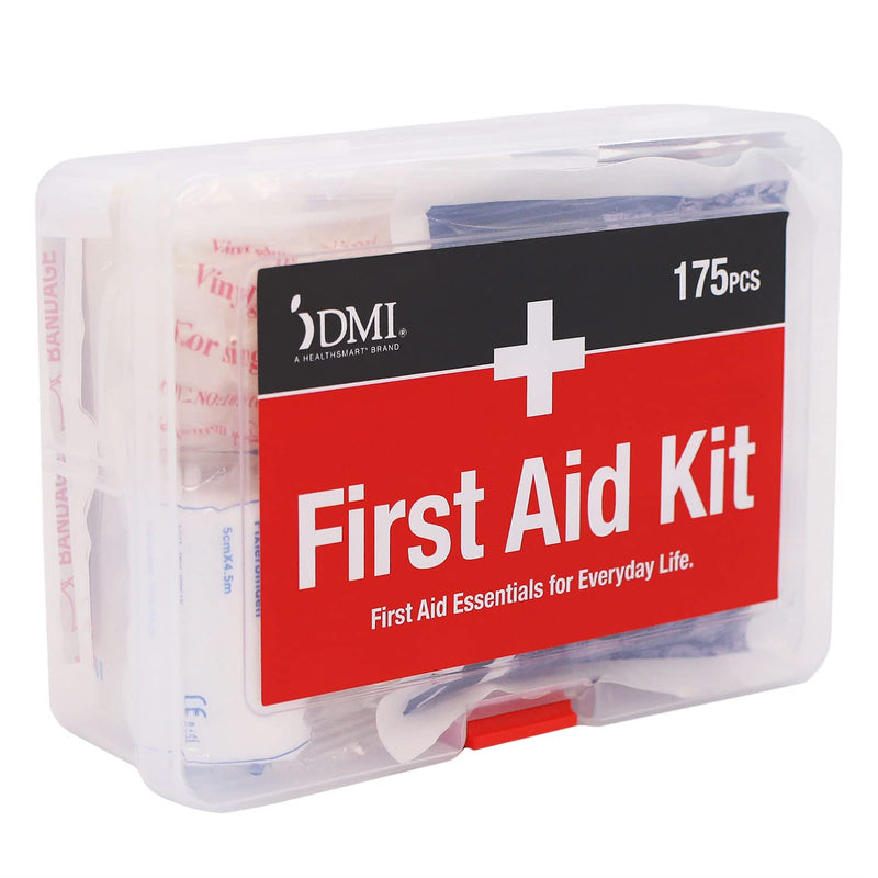 DMI 175-Piece First Aid Kit for Minor Injuries, Cuts and Scrapes, All-Purpose, Portable and Convenient, Includes Bandages, Injury Treatment, Dressings, and Instruments, HSA & FSA Eligible 175 Piece