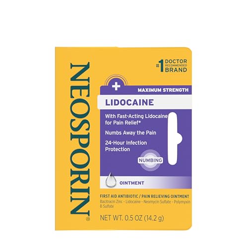 Neosporin + Lidocaine Pain Relief Triple Antibiotic Ointment, 0.5 oz 0.5 Ounce