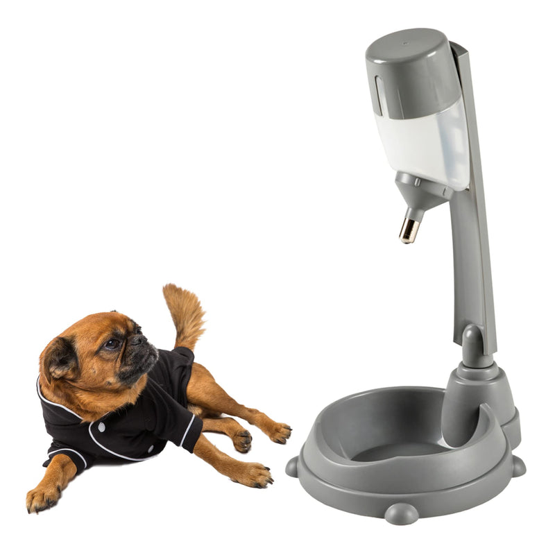 Standing Pet Water Dispenser and Food Bowl - Height Adjustable Dog Water Dispenser with Detachable Pole - Nonslip & Non-Spill Dog Water Bottle Dispenser - Dog Feeding Station (Gray) GRAY - BeesActive Australia