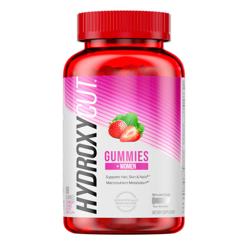 Hydroxycut Gummies +Women, Dietary Supplement, Strawberry, 90 Gummies | 99% Caffeine Free, Supports Hair, Skin and Nails, Metabolize Carbs, Proteins and Fats