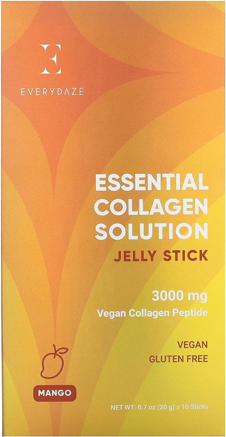 EVERYDAZE Essential Collagen Solution Jelly Stick | Plant-Based | Mango | 10 Packs | Vitamins, Minerals, Antioxidants for Men & Women