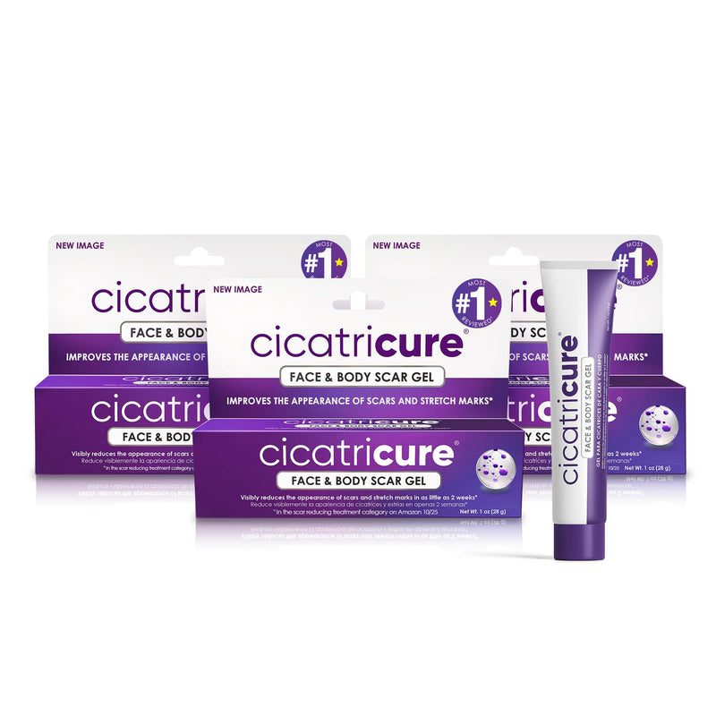 Cicatricure Advanced Scar Gel for Face & Body - Proven Results in 2 Weeks, Scar Treatment for Surgical Scars, Stretch Marks, Scars of Burns and Injuries, Acne Scar Treatment, 1 oz (28 g) - Pack of 3 (Pack of 3)