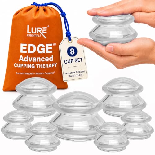 Silicone Cupping Set, Cupping Kit for Massage Therapy and Cellulite, 8 Cups Set of 8 (Assorted) Clear