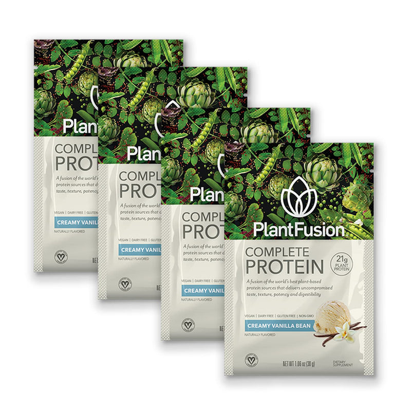 PlantFusion Complete Vegan Protein Powder Sample Packets - Plant Based Protein Powder Packets to-Go with BCAAs and Pea Protein - Keto, Gluten Free, Non-Dairy, No Sugar (Vanilla Pack of 4) Vanilla 4.24 Ounce (Pack of 1) - BeesActive Australia