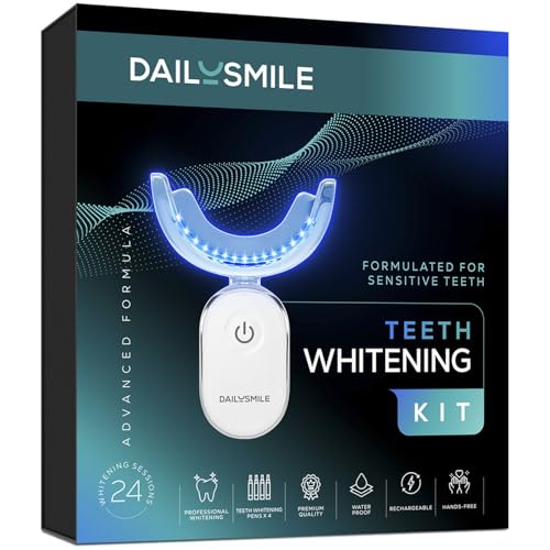 Teeth Whitening Kit with LED - Formulated for Sensitive Teeth, Hands-Free, Waterproof LED Light and 4 Gel Pens, Instant Results 1 Count (Pack of 1) Teeth Whitening Kit With Led Light