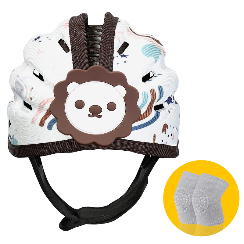 Baby Safety Helmet, Breathable Baby Head Protector for Crawling and Walking, Infant Soft Helmet, Anti-Collision, Ultra-Lightweight, Expandable and Adjustable Age 6m-24m (Brown Lion) Brown Lion - BeesActive Australia