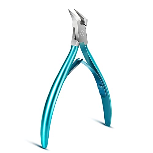 FERYES Toenail Clipper Straight Blade for Ingrown and Thick Nails - Stainless Steel and Sharp Pointed Tip Ingrown Nail Clipper – Wide Jaw Toe Nail Cutter Podiatry Tool Peacock Green 1 PCS Peacock Green Straight Blade