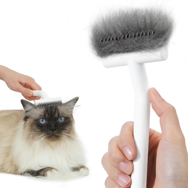 aumuca Cat Brush for Long Haired Cats, Dog Brush for Shedding Grooming Small Medium Dogs, Deshedding Dog Brush Dematting Comb for dogs Remove Loose and Matted Fur, Pet Grooming Undercoat Rake, White - BeesActive Australia