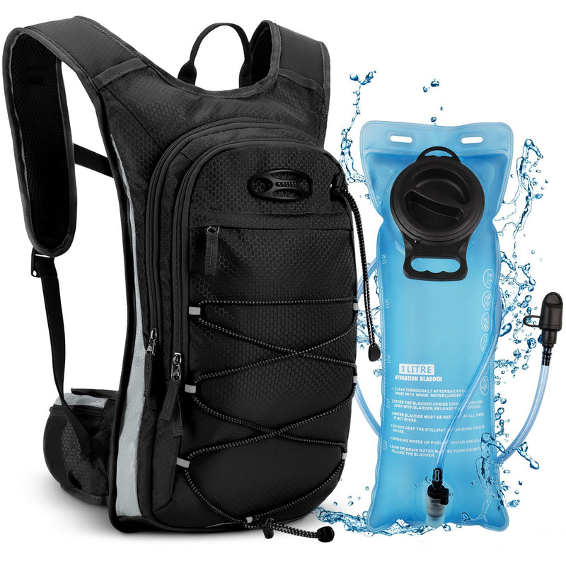 NOOLA Hydration Backpack, Insulated Hiking Water Backpack with 3L TPU Water Bladder for Men Women, Running Hydration Pack Hydro Daypack for Hiking, Trail, Running, Marathons Race, Cycling Black