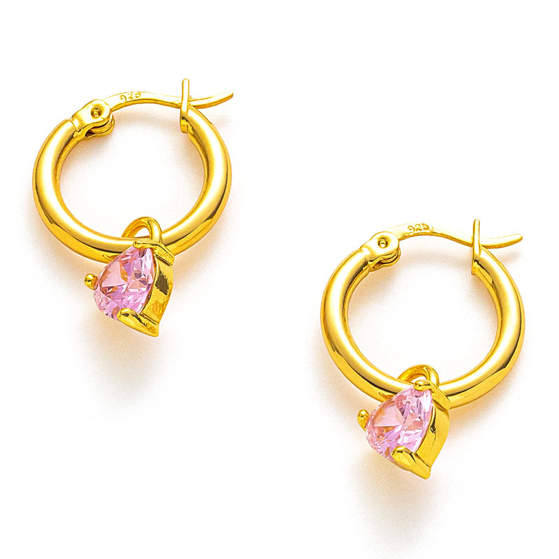 C.Paravano Hoop Earrings for Women | 925 Sterling Silver or 18K Gold Plated Hoop Earrings | Huggie Earrings for Women | Lightweight Hoops | Hypoallergenic Earring for Women EARRING_39_PINK - BeesActive Australia
