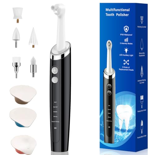 Tooth Polisher Electric for Daily Cleaning 5 Modes 3 Polish Pastes White