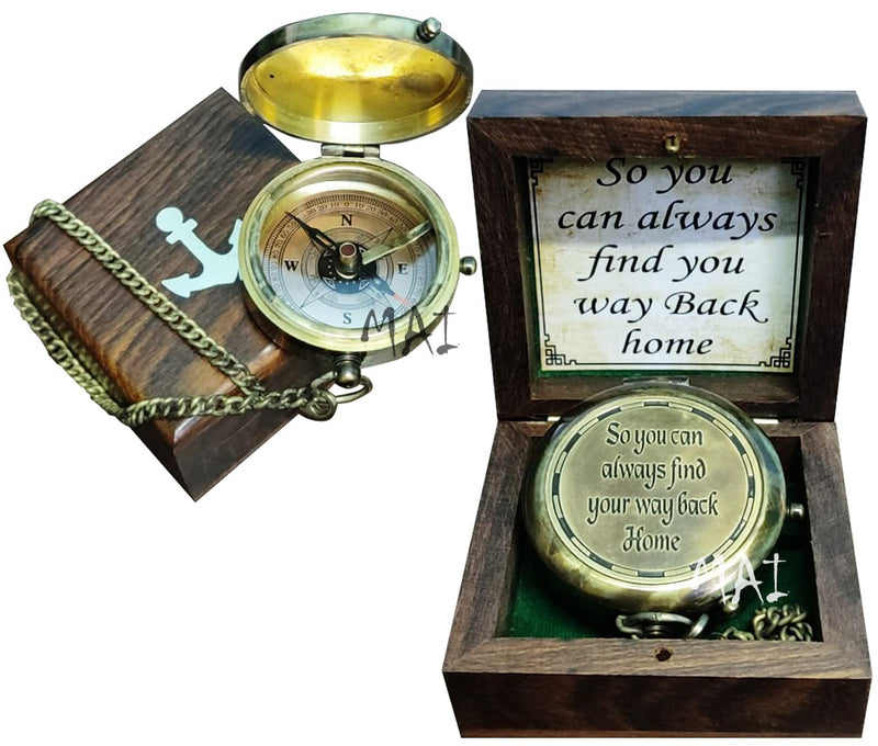 Pocket Compass for Hiking, Survival Instrument Antique “So You Can Always Find Your Way Back Home” Engraved Camping Pocket Compass Nautical Compass Vintage Navigation Outdoor Compass - BeesActive Australia