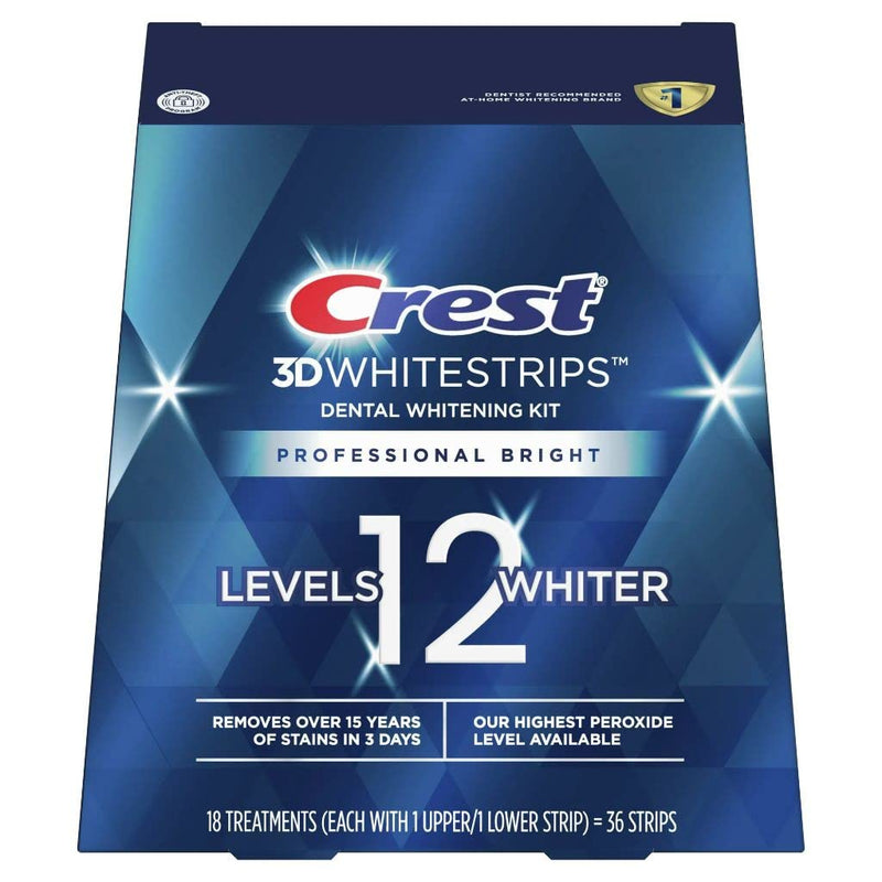 Crest 3D Whitestrips Professional Bright Levels 12 Teeth Whitening Kit, 18 Treatments, 1, 36.0 Count 36 Count (Pack of 1) - BeesActive Australia