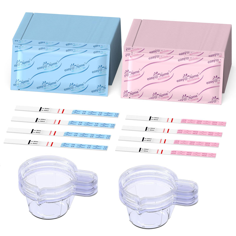 Easy@Home Ovulation & Pregnancy Test Strips Kit: 25 Ovulation Tests 10 Pregnancy Tests & 35 Large Urine Cups - Powered by Premom Ovulation APP | 25LH + 10HCG + 35 Urine Cups - BeesActive Australia