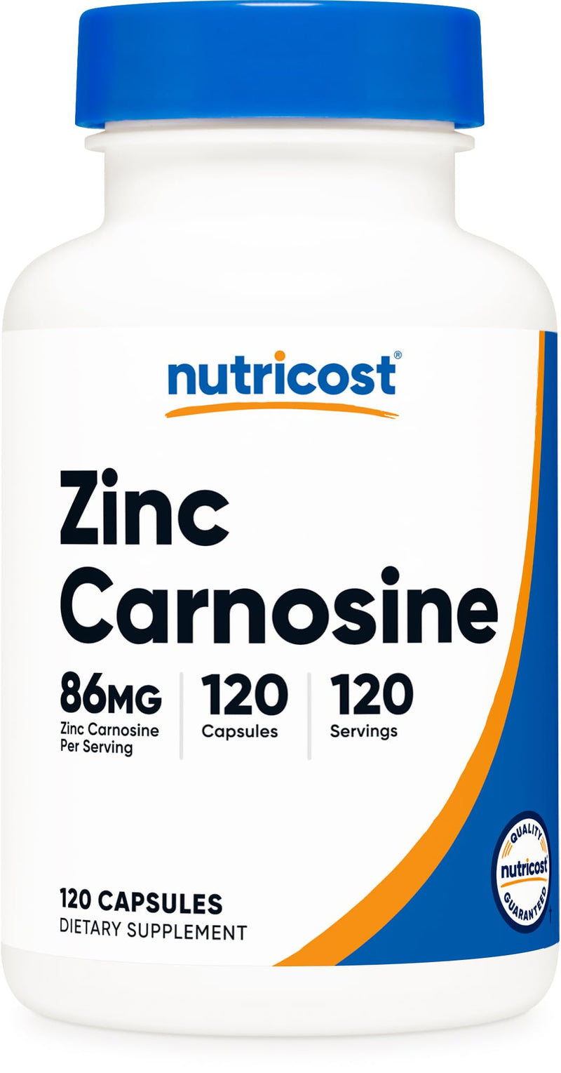 Nutricost Zinc Carnosine 86mg, 120 Capsules - Non-GMO, Gluten Free, Zinc L-Carnosine Supplement - BeesActive Australia