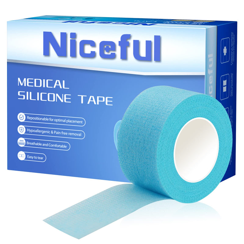 4 Rolls Silicone Sensitive Skin Tape 1" x 4 Yard, Repositionable Medical Tape for Waterproof, Easy to Remove, Blue Lash Tape Non-Woven Silicone Roll Tape for Wound Care 1 in x 4 yards - BeesActive Australia