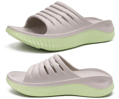 KuaiLu Recovery Sandals Women With Comfortable Arch Support Sport Slides 8 Apricot Green