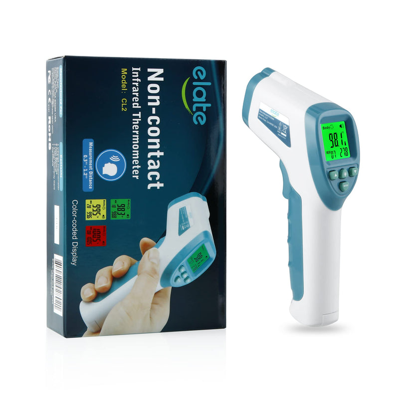 Elate Forehead Thermometer | Digital Infrared No-Touch Thermometer for Adults, Kids, and Infants | with Fever Alarm | Home Medical Grade for Nurse Accessories | Newborn Essentials Blue