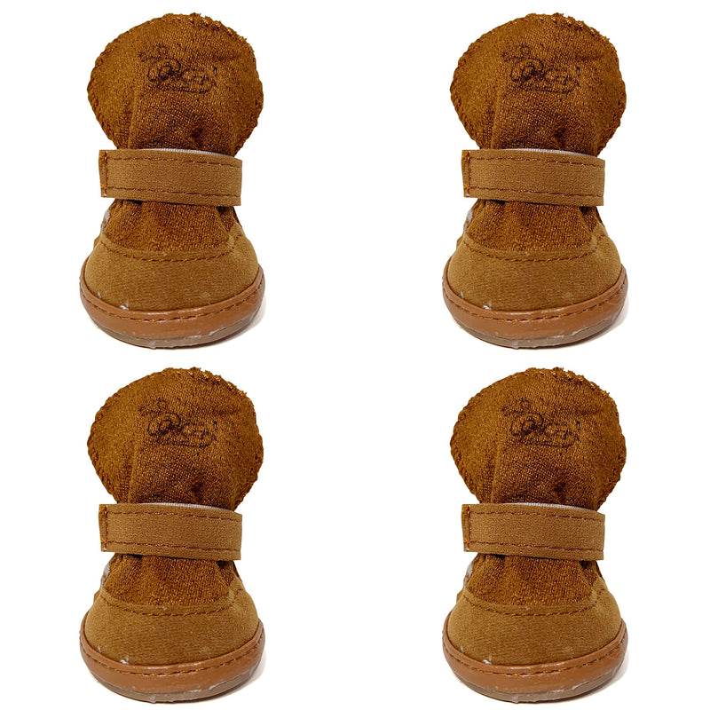 Dog Boots, HiBallBall 4 PCS Dog Shoes for Small Pets Dogs, Anti-Slip Snow Boots, Paw Protectors (Brown, Size 4) S - BeesActive Australia
