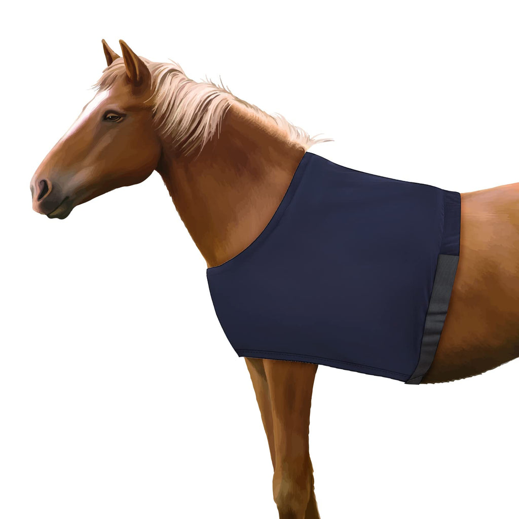 Horse Shoulder Guard, High Elastic Spandex Fabric Horse Vest - Anti-Rub Bib - Navy Blue(Size M) Medium