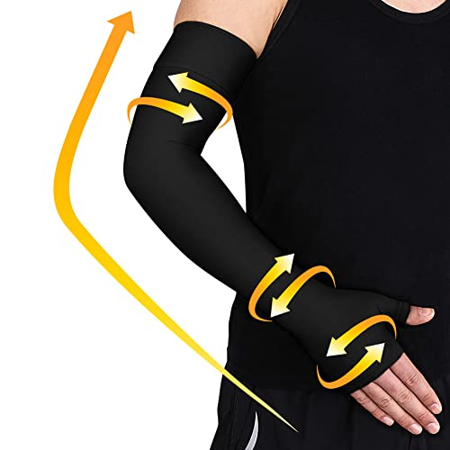 beister Lymphedema Medical Compression Arm Sleeve with Gauntlet for Men & Women (Single), 20-30 mmHg Full Arm Support. Large Black