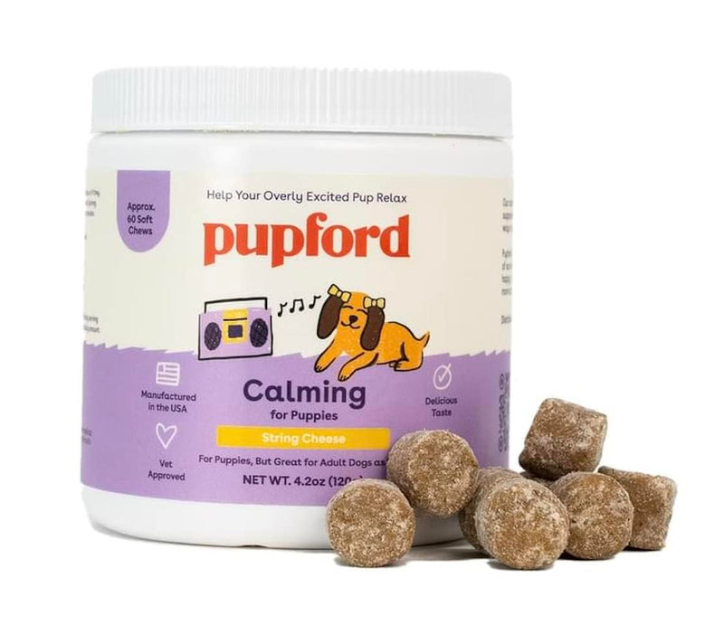 Pupford Calm Dog Supplement, Natural Calming Chews for Dogs with Anxiety, Supports Relaxation & Emotional Regulation, No Melatonin, String Cheese Flavor (60 Soft Chews)