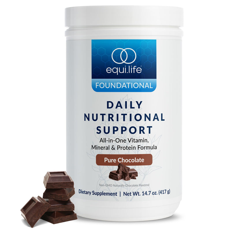 Equilife Daily Nutritional Support, All-in-One Multivitamin Meal Replacement, Pure Chocolate Flavor, 15G Plant Protein, Supports Overall Wellness Including Energy, Digestion, & Skin, 14 Servings Tub Pure Chocolate - Bottle 14.7 Ounce (Pack of 1)