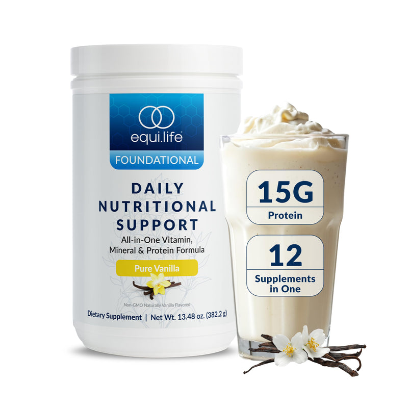 Equilife Daily Nutritional Support Multivitamin, Vanilla, 14 Servings | All-in-One Vitamin, Mineral & Protein Powder | 15G Plant Protein | Supports Energy, Digestion & Detoxification | Gluten Free Pure Vanilla - Bottle 13.48 Ounce (Pack of 1)
