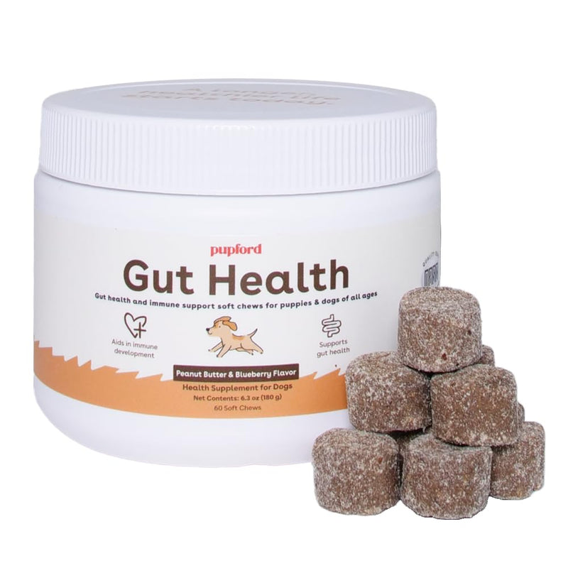 Pupford Gut Health & Immunity Supplement for Puppies and Adult Dogs, Made in The USA, Vet Approved, No Artificial Flavors, Peanut Butter and Jelly, Net Wt. 6.3 oz (120g) - PawsPlanet Australia