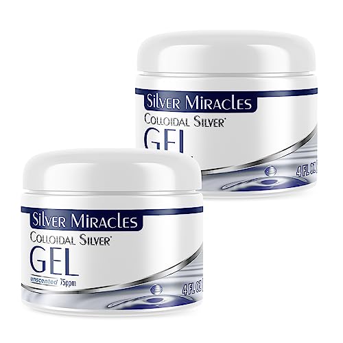 Silver Miracles Colloidal Silver Gel - Nano Silver Gel Wound Care - Healing Ointment for Burns & Irritated Skin - 4 Oz Unscented - Two Pack Unflavored 4 Ounce (Pack of 2)