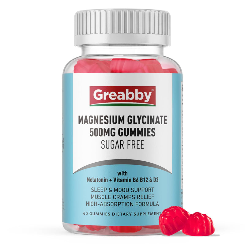 Magnesium Glycinate Gummies 500mg for Adults Sleep, 60 Count | Chewable Magnesium Gummies for Sleep, Muscle Relief & Magnesium Supply 1