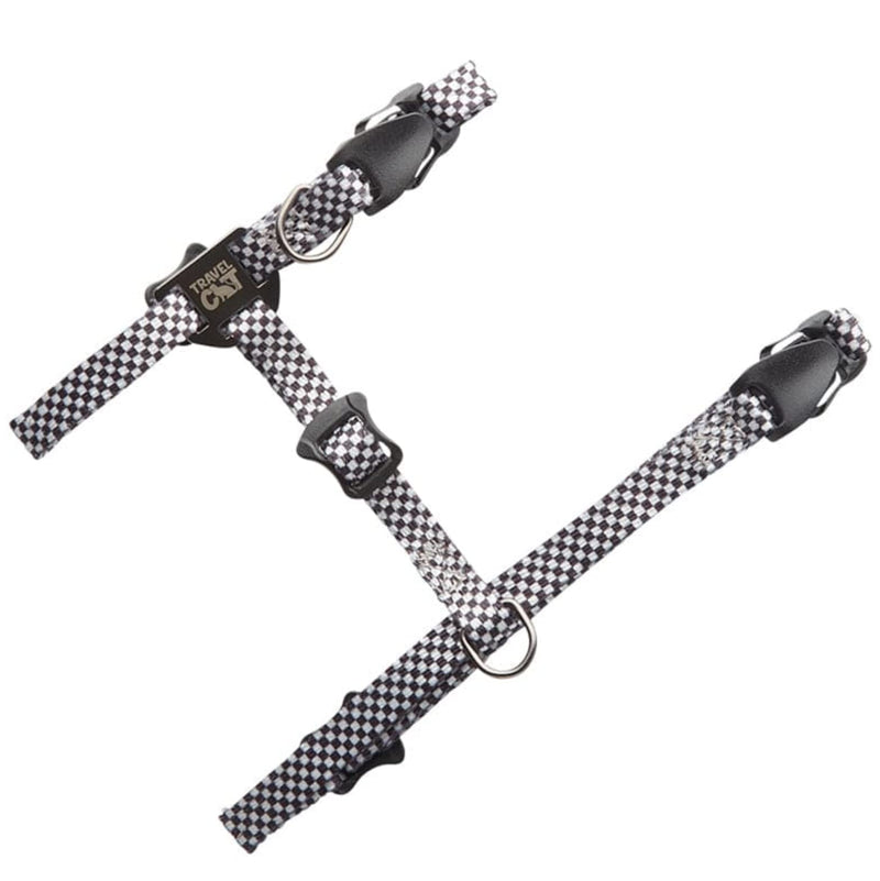 Travel Cat Harness and Bungee Leash Set - 2 in 1 Adjustable Escape Proof Cat Harness & Leash for Small, Medium, Large Cats, Kitten - Safe H-Style Cat Leash Harness for Outdoor Walking (Checkered) Checkered - BeesActive Australia