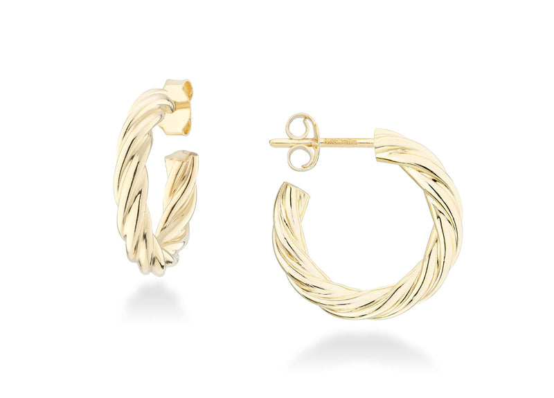 Miabella 925 Sterling Silver or 18Kt Gold Over Silver 3mm Twisted Lightweight Chunky Small Hoop Earrings for Women Teen Girls Made in Italy Yellow-gold-plated-silver - BeesActive Australia